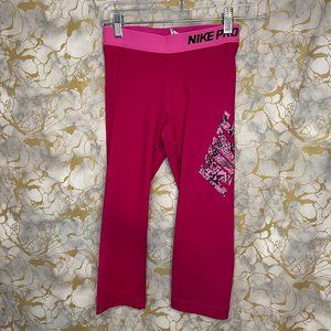 Nike Pro Pink Snake Print Crop Leggings Size Small
